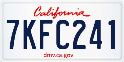 CA license plate 7KFC241