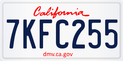 CA license plate 7KFC255