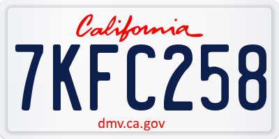 CA license plate 7KFC258