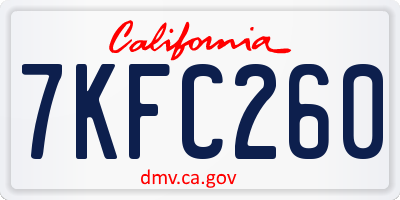 CA license plate 7KFC260