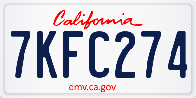 CA license plate 7KFC274