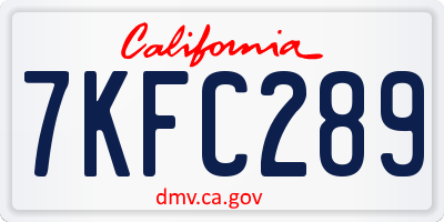 CA license plate 7KFC289