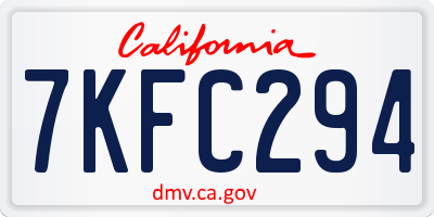 CA license plate 7KFC294