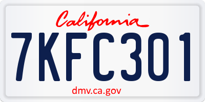 CA license plate 7KFC301