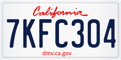 CA license plate 7KFC304