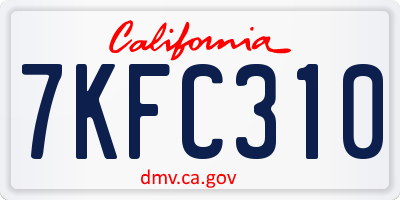 CA license plate 7KFC310