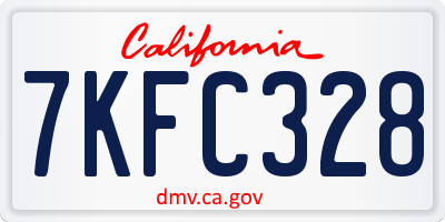 CA license plate 7KFC328