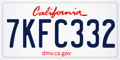 CA license plate 7KFC332