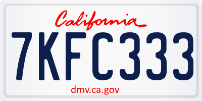 CA license plate 7KFC333