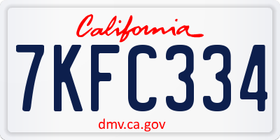 CA license plate 7KFC334