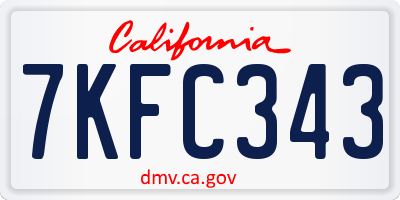 CA license plate 7KFC343