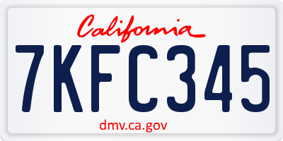 CA license plate 7KFC345