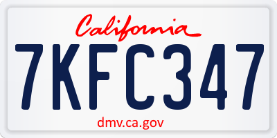 CA license plate 7KFC347