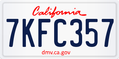 CA license plate 7KFC357
