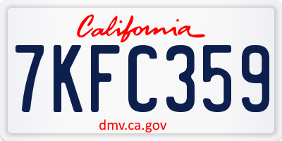 CA license plate 7KFC359