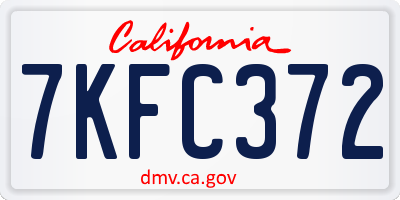 CA license plate 7KFC372
