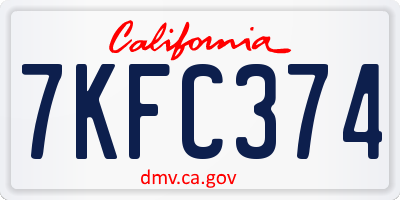 CA license plate 7KFC374