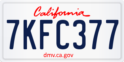 CA license plate 7KFC377