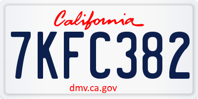 CA license plate 7KFC382