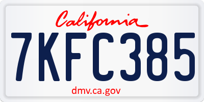 CA license plate 7KFC385