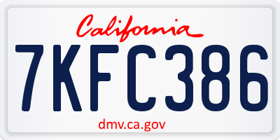 CA license plate 7KFC386