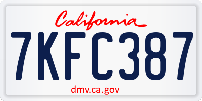 CA license plate 7KFC387
