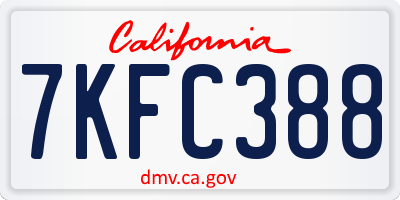 CA license plate 7KFC388