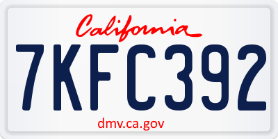 CA license plate 7KFC392