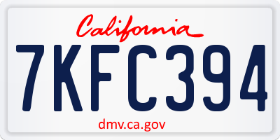 CA license plate 7KFC394