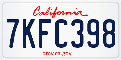 CA license plate 7KFC398