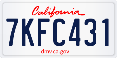 CA license plate 7KFC431