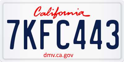 CA license plate 7KFC443