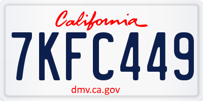 CA license plate 7KFC449