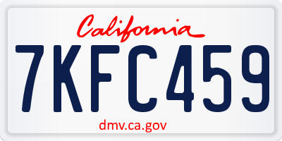 CA license plate 7KFC459