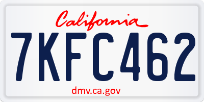 CA license plate 7KFC462