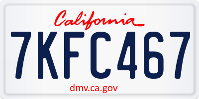 CA license plate 7KFC467