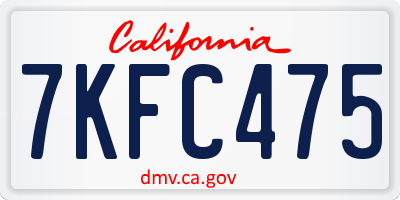 CA license plate 7KFC475