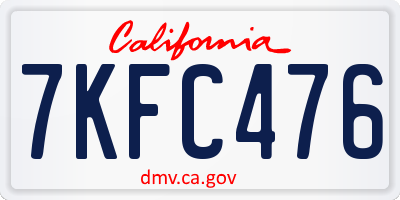 CA license plate 7KFC476