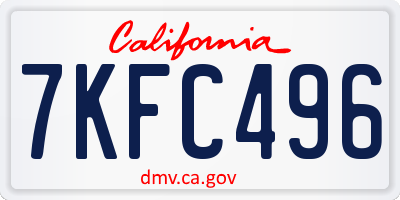 CA license plate 7KFC496