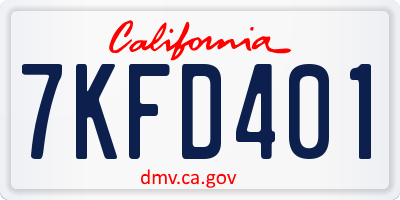 CA license plate 7KFD401