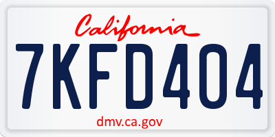 CA license plate 7KFD404