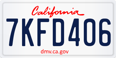 CA license plate 7KFD406