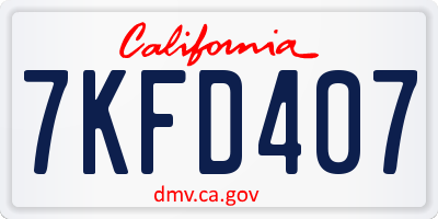 CA license plate 7KFD407