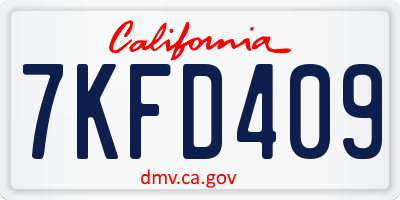 CA license plate 7KFD409