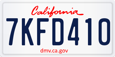 CA license plate 7KFD410