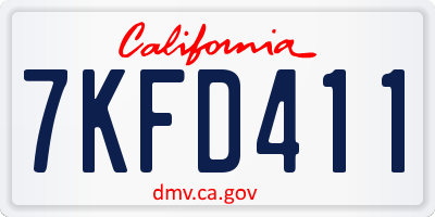 CA license plate 7KFD411