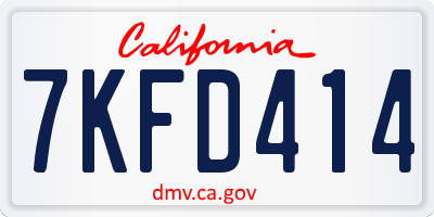 CA license plate 7KFD414