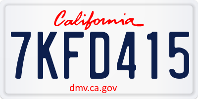 CA license plate 7KFD415