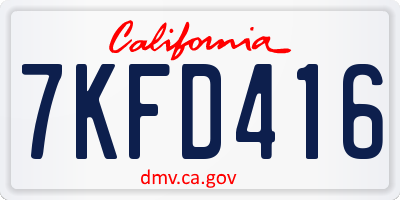 CA license plate 7KFD416