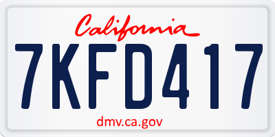 CA license plate 7KFD417